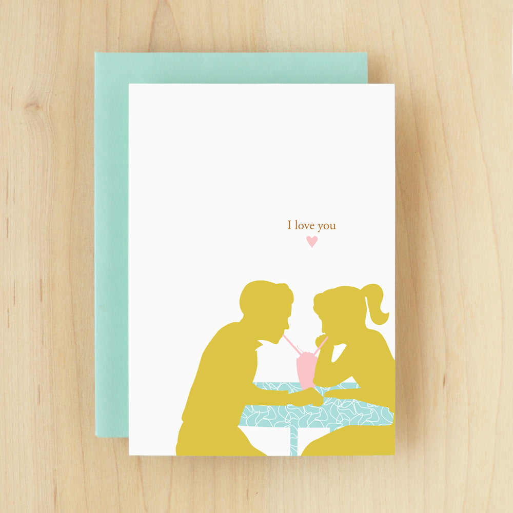 "I Love You" Silhouette Milkshake Greeting Card #109