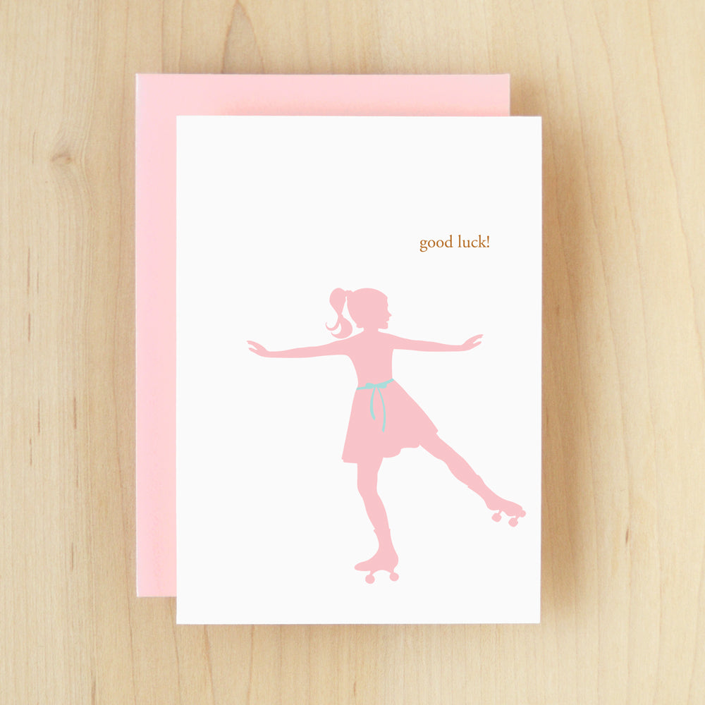 "Good Luck!" Silhouette Rollerskate Greeting Card #124