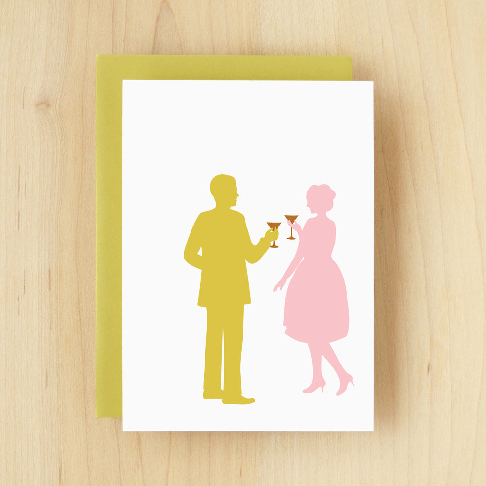 BLANK Silhouette Cocktail Greeting Card #128