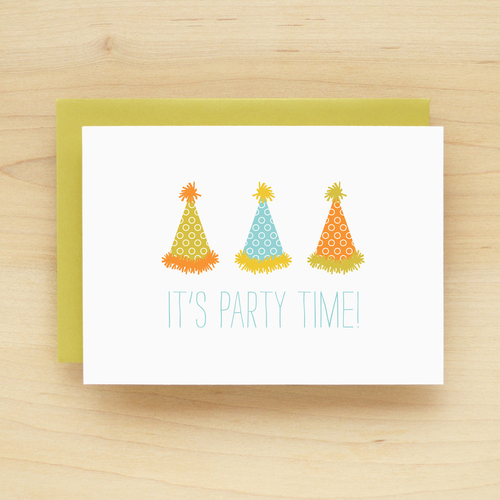 "It's Party Time" Party Hats Greeting Card #170