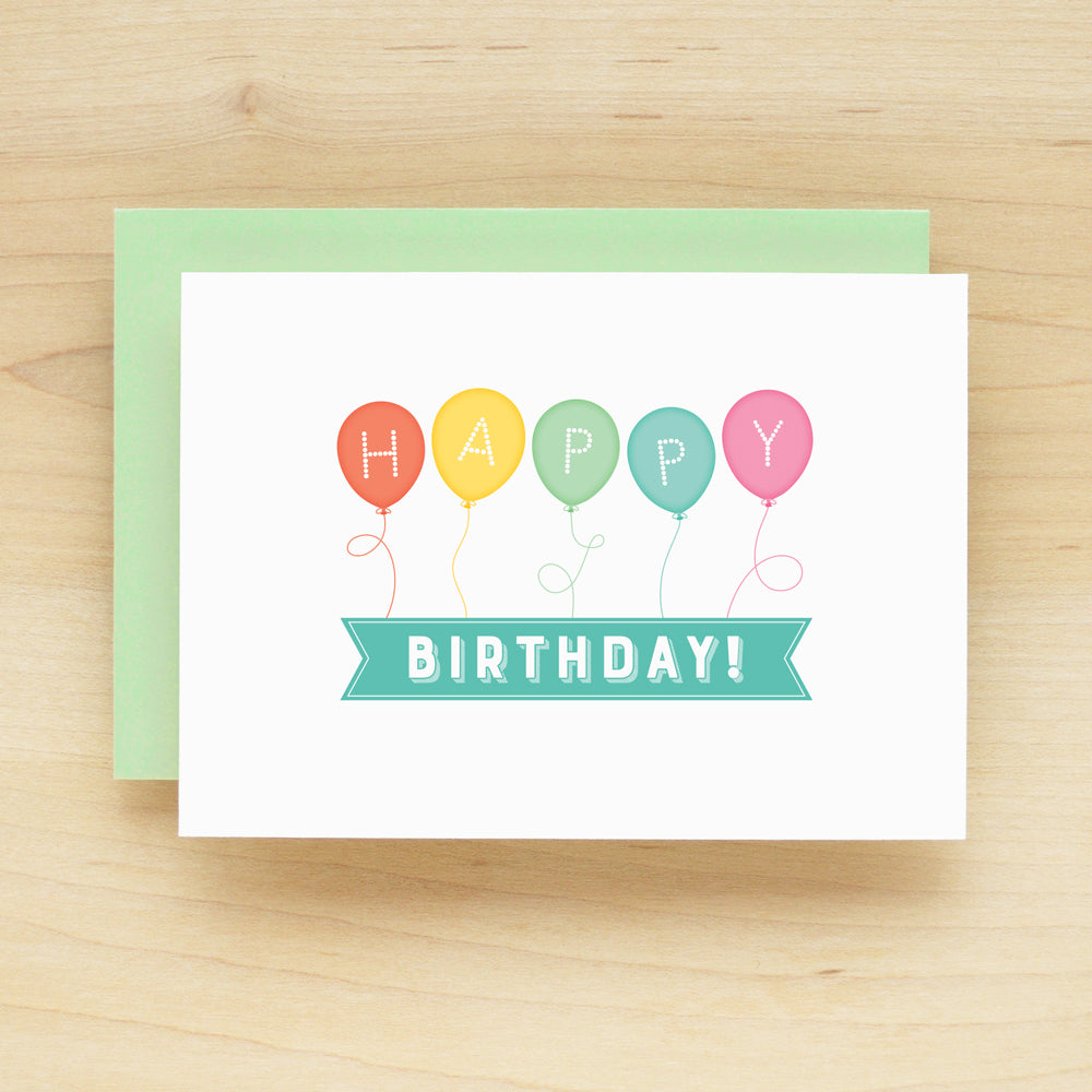 "Happy Birthday" Balloon Banner Greeting Card #232