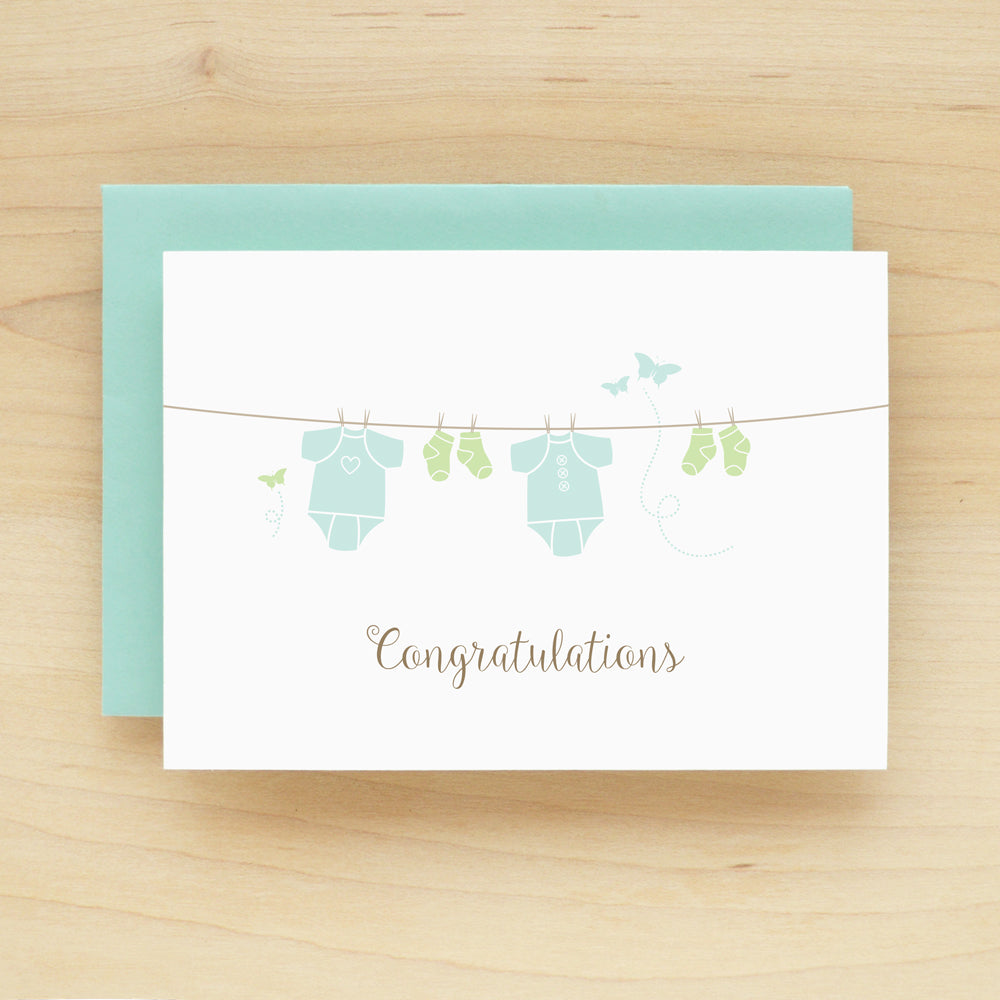 "Congratulations" Onesie Blue Greeting Card #241