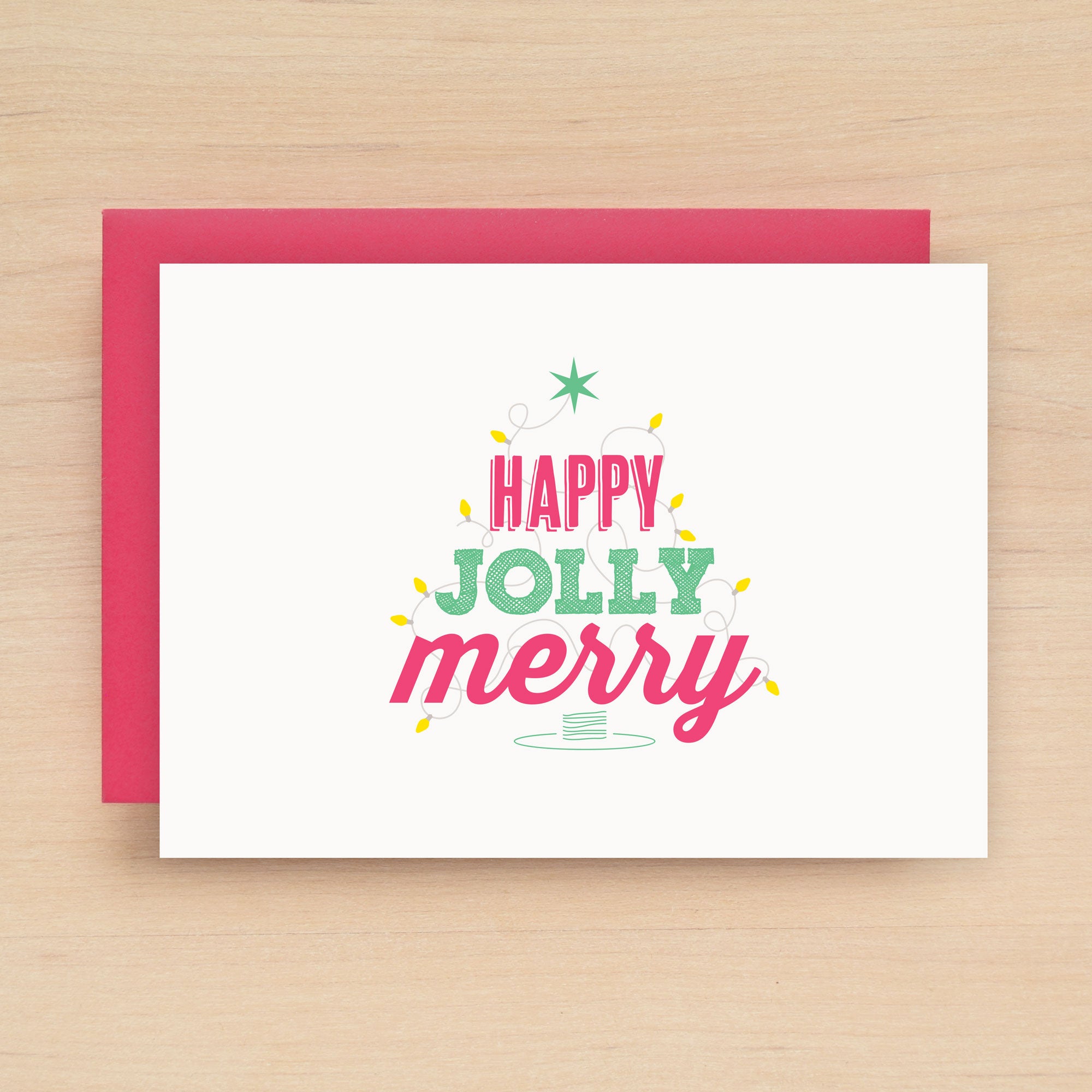HappyJollyMerry Holiday Card Set of 10